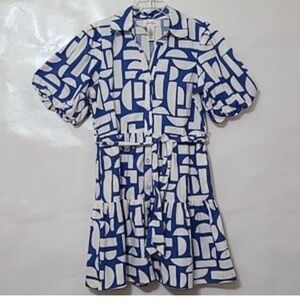 Jessica Simpson Blue and White Patterned Dress
